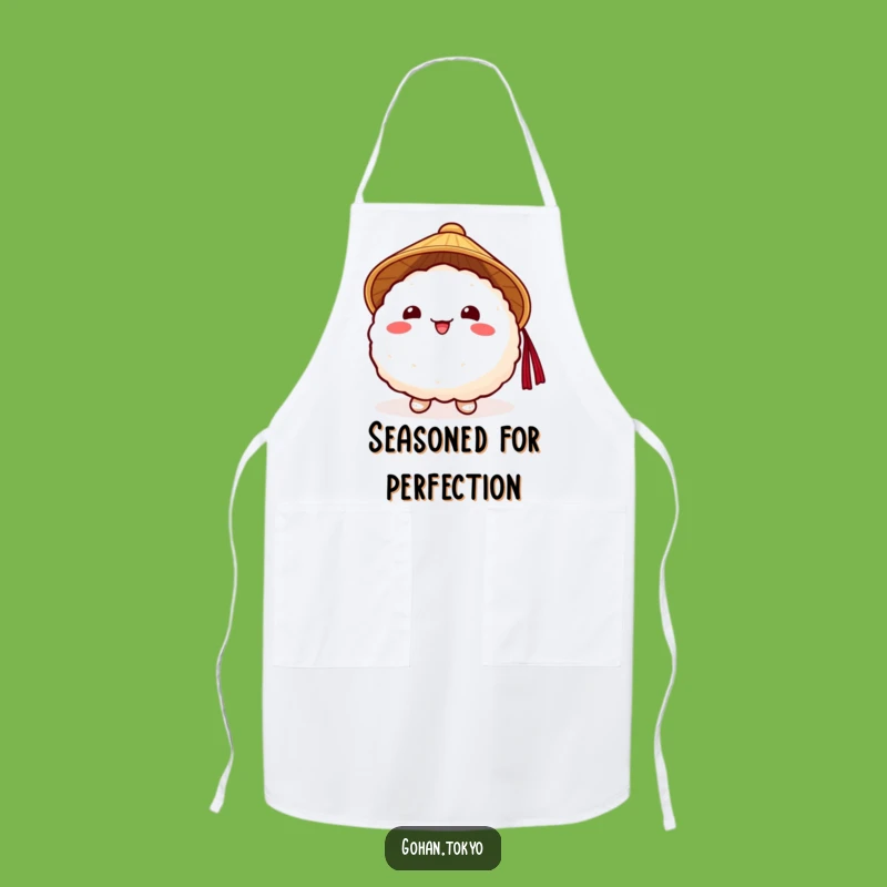 Funny Rice Ball Apron: Chef's Japanese Hat Character - Funniest Funny Gift!