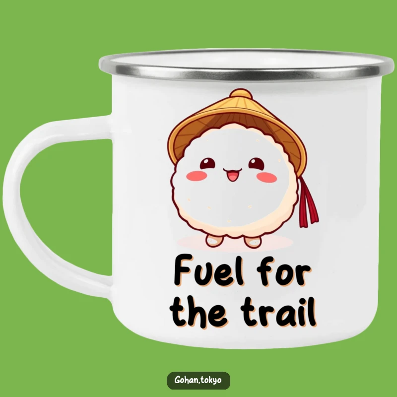 Funny Rice Ball Camping Mug: Adventure Japanese Hat Character - Outdoor Funny Gift