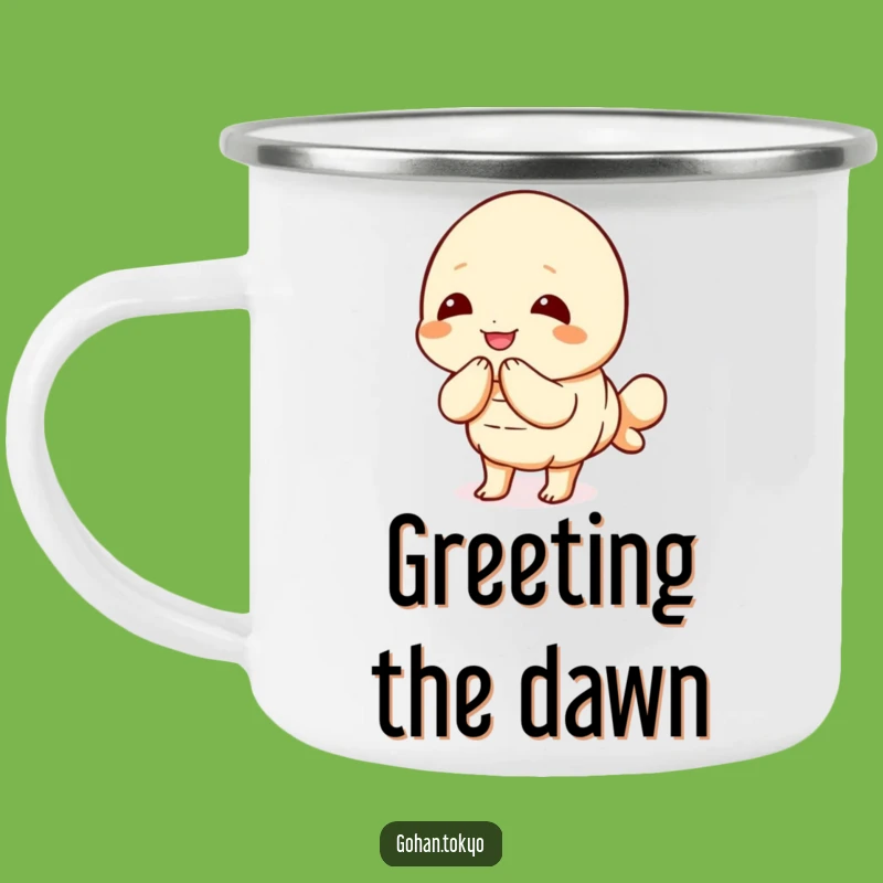 Funny Tempura Shrimp Camping Mug: Bowing Character - Outdoor Funny Gift