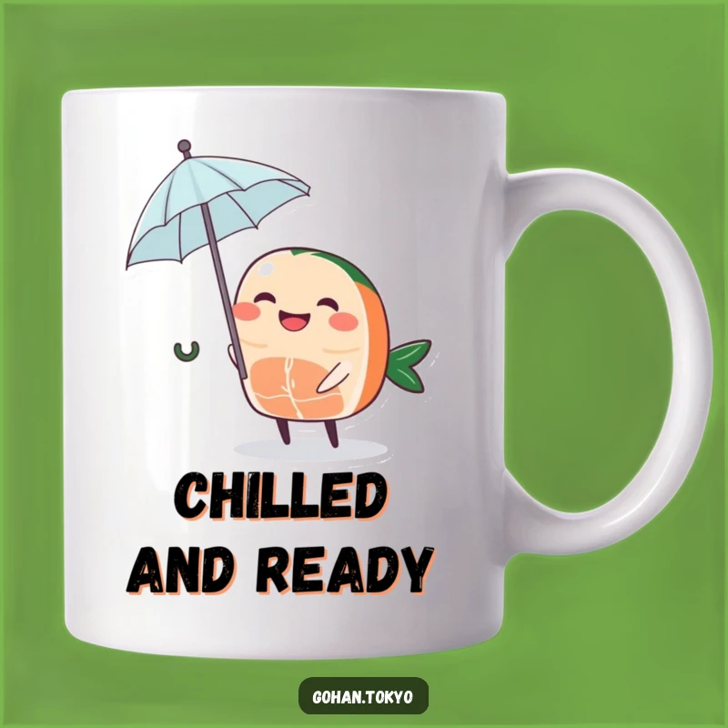 Funny Sashimi Mug: Grinning Umbrella Character - Quirky Funny Gift!
