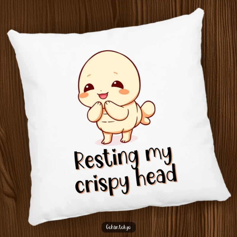 Funny Tempura Shrimp Pillow featuring a joyful character bowing politely, perfect for comfort and a friendly reminder.