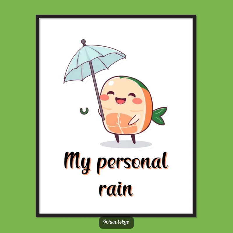 Funny Sashimi Digital Art: Grinning Umbrella Character - Instant Funny Gift Print