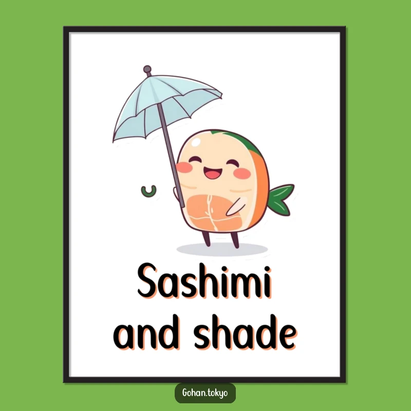 Funny Sashimi Poster: Grinning Umbrella Character - Artistic Funny Gift Decor