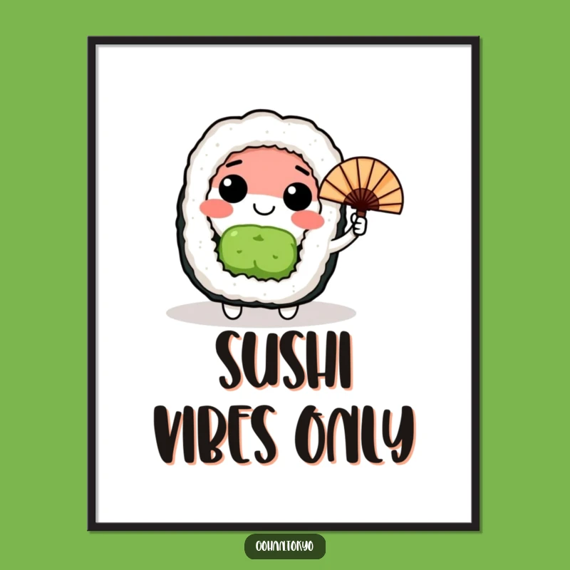 Funny Sushi Roll Poster: Whimsical Wall Art for a Japanese Vibe