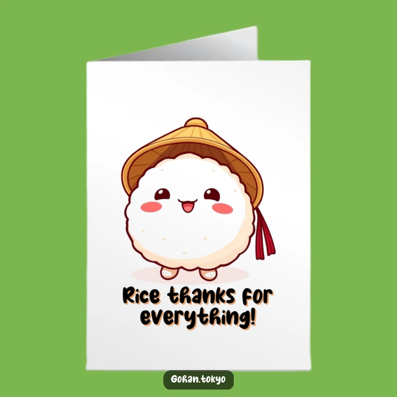 Free Printable Thank You Card: Grateful Rice Ball Hat, Downloadable DIY Gift