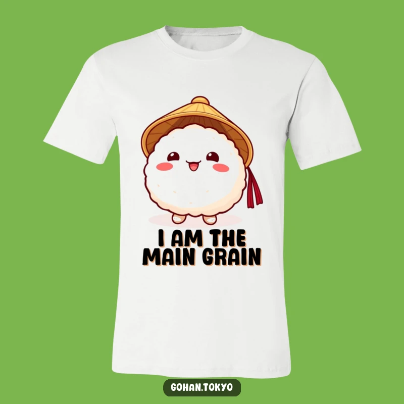 Funny Rice Ball T-Shirt: Cheerful Japanese Hat Character - Comfy Funny Gift Tee