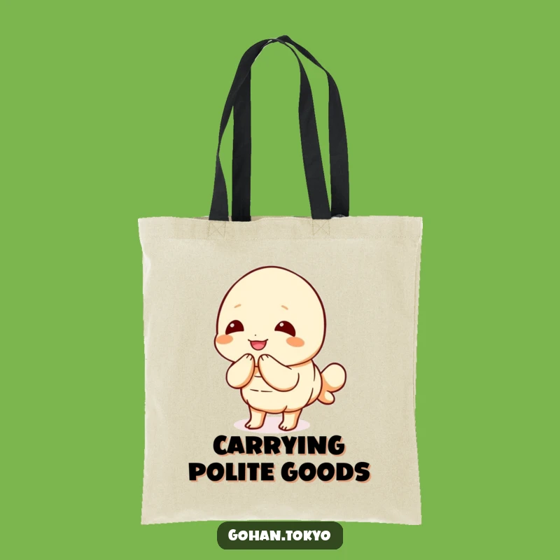 Funny Tempura Shrimp Tote Bag: Bowing Character - Useful Funny Gift Bag